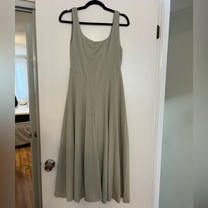 Whitney Square Neck Midi Dress in a beautiful light Sage Green
